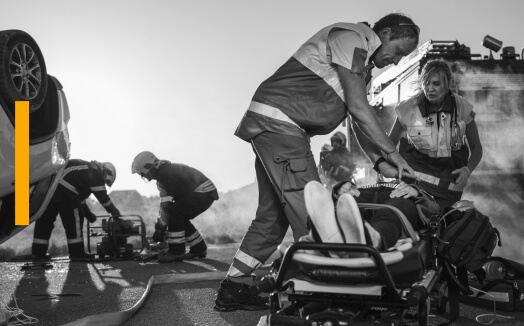 First responders on the scene of a serious car accident